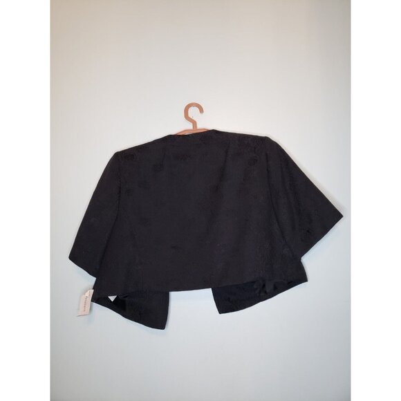 Jones Studio Separates Woman Plus 18W Shrug Open Front Short Sleeve Black Floral - Picture 2 of 6